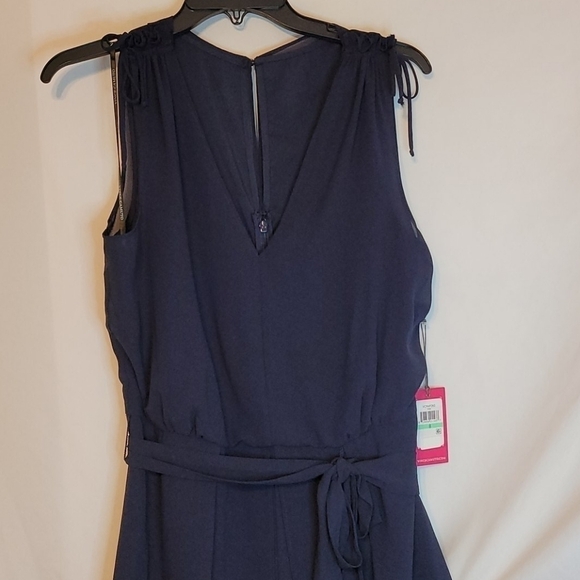 Vince Camuto Chiffon Cropped Leght Navy Blue size 10 Jumpsuit - Picture 4 of 13